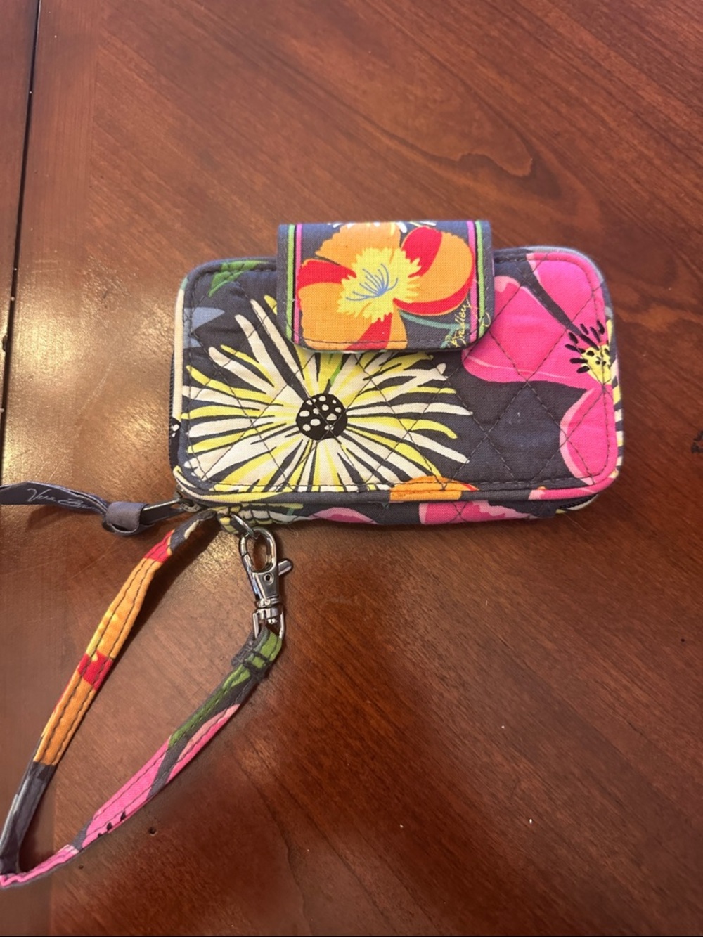 Vera Bradley Floral Quilted Wristlet Wallet in Navy, Pink, Yellow, Orange, Green